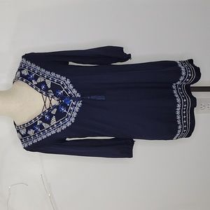 Forever 21 Navy Embroidered Mini Dress SZ S